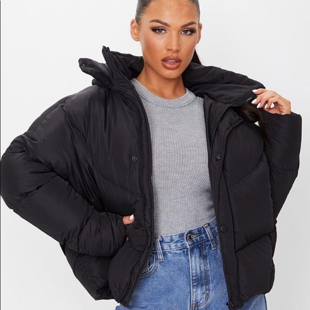 Pretty little thing black oversized boyfriend puffer jacket